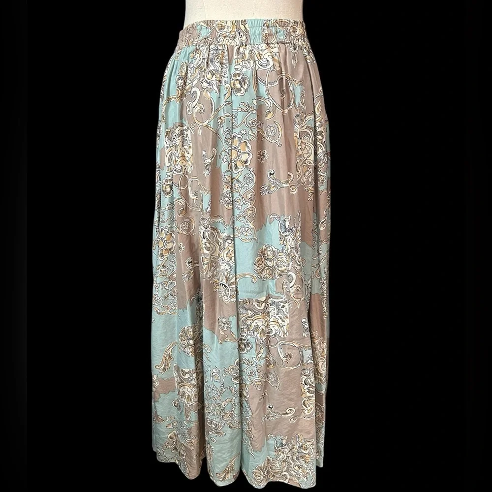100% Silk 1990s Jennifer Reed Concept Cottagecore Coquette Rococo Print Skirt - Picture 3 of 5